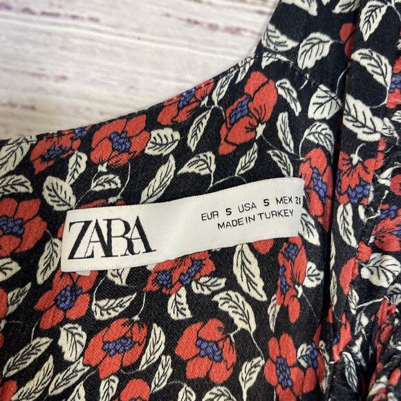 Zara Floral Maxi Dress Slit To Knee Size Small - Picture 6 of 8